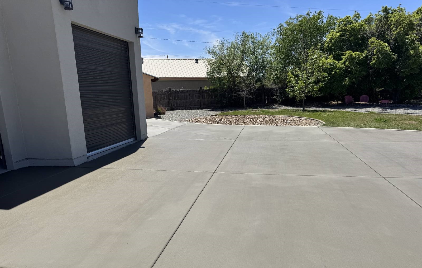 Finished concrete patio overlooking the high desert